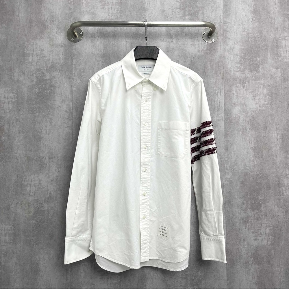 Authentic Thom Browne White Shirt with Black Striped Sleeve